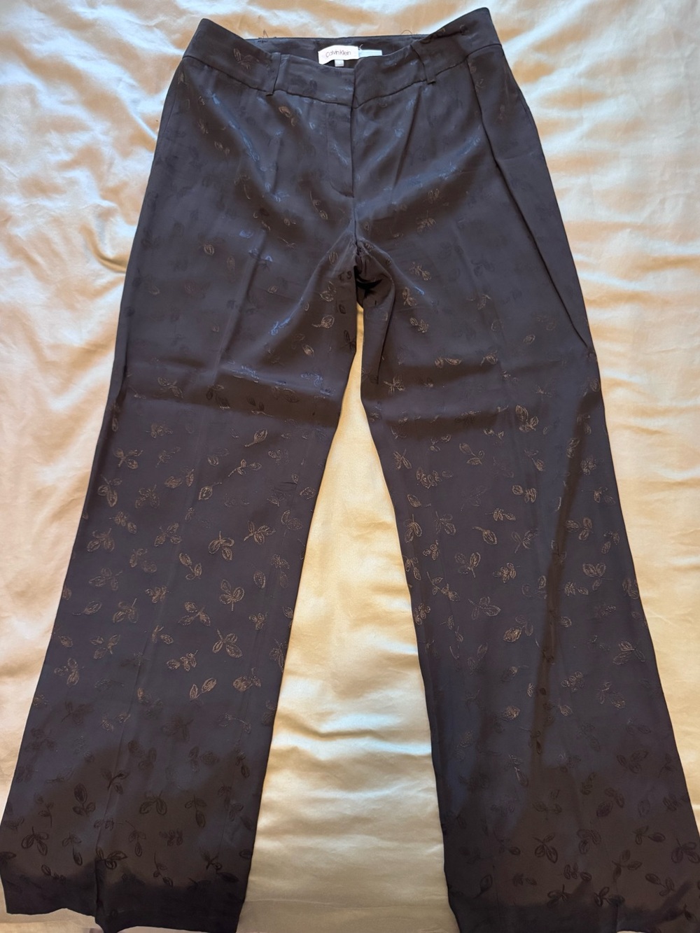 Calvin Klein Women’s Black Floral Patterned Dress Pants
